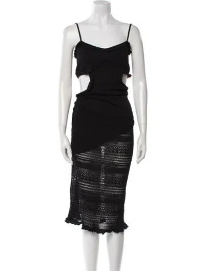 Pre-owned Misa Square Neckline Long Dress In Black