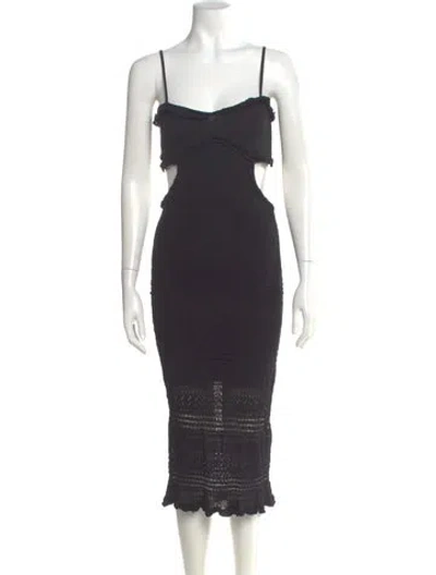Pre-owned Misa Square Neckline Long Dress In Black