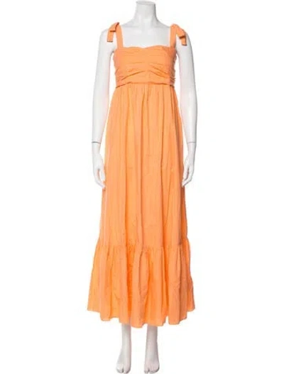 Pre-owned Misa Square Neckline Long Dress In Orange