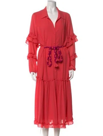 Pre-owned Misa Square Neckline Long Dress In Pink