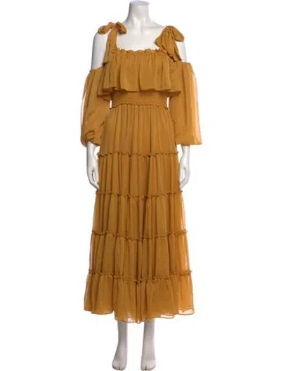 Pre-owned Misa Square Neckline Long Dress In Yellow