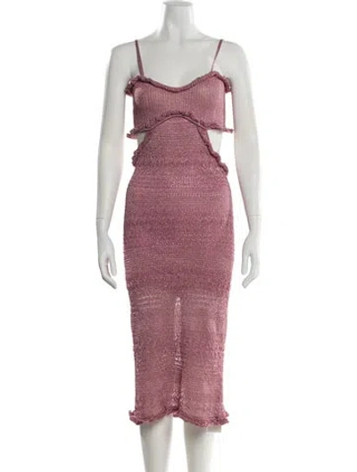 Pre-owned Misa Square Neckline Midi Length Dress
