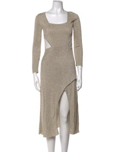 Pre-owned Misa Square Neckline Midi Length Dress W/ Tags In Silver