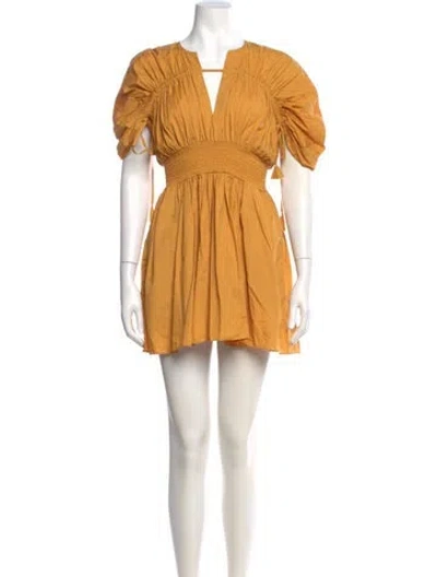 Pre-owned Misa Square Neckline Mini Dress In Yellow