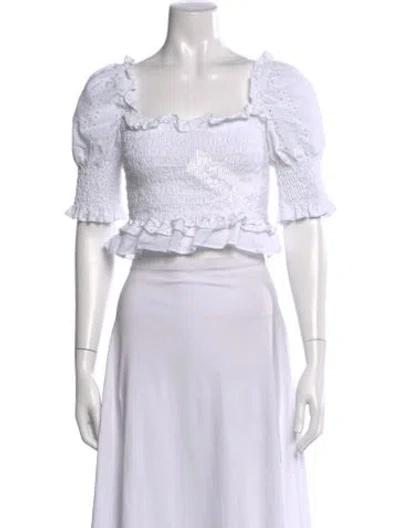 Pre-owned Misa Square Neckline Short Sleeve Crop Top In Neutral