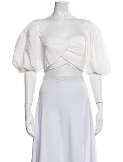 Pre-owned Misa Square Neckline Short Sleeve Crop Top In Pink