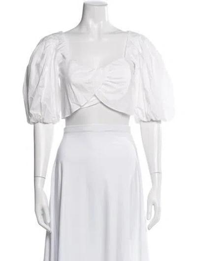 Pre-owned Misa Square Neckline Short Sleeve Crop Top W/ Tags In White