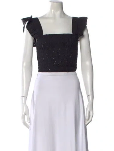 Pre-owned Misa Square Neckline Sleeveless Crop Top In Blue