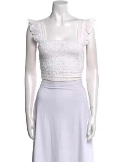 Pre-owned Misa Square Neckline Sleeveless Crop Top In Neutral