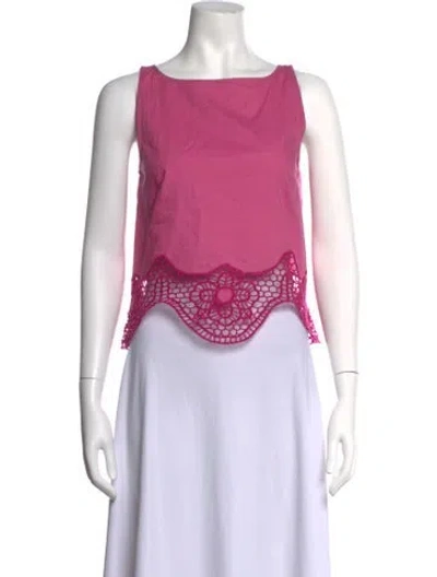 Pre-owned Misa Square Neckline Sleeveless Crop Top In Pink