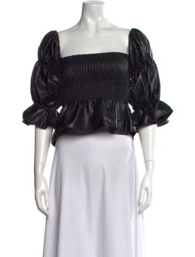 Pre-owned Misa Square Neckline Three-quarter Sleeve Top W/ Tags In Black
