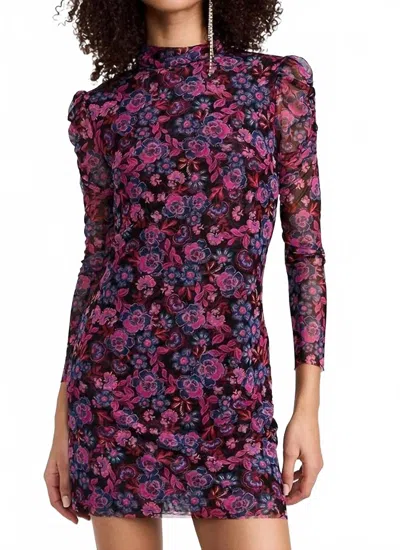 Misa Stormi Dress In Electric Ditsy Mesh In Multi
