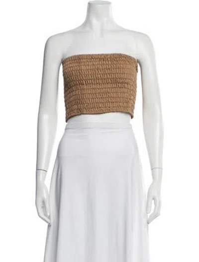 Pre-owned Misa Strapless Crop Top In Black