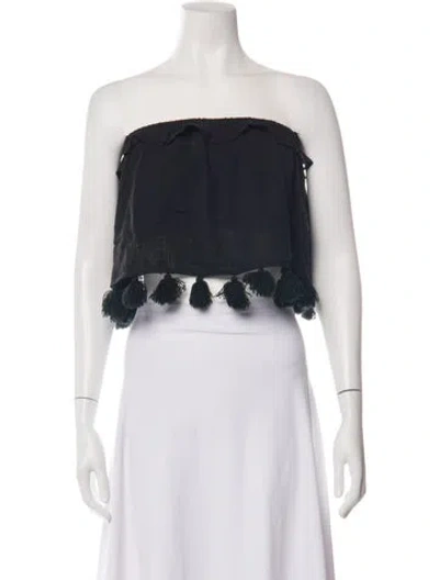 Pre-owned Misa Strapless Crop Top In Black