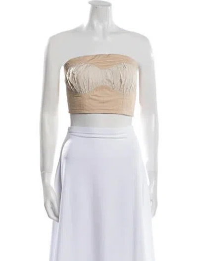 Pre-owned Misa Strapless Crop Top In Neutral