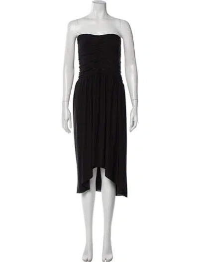 Pre-owned Misa Strapless Knee-length Dress In Black