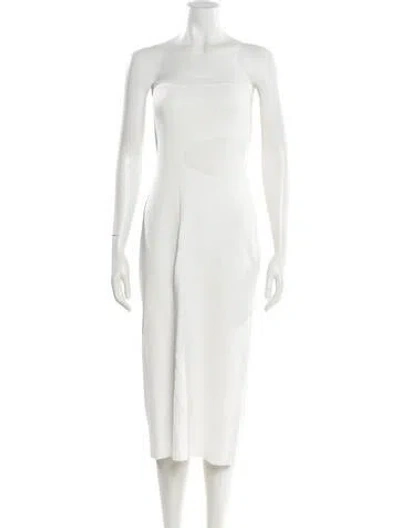 Pre-owned Misa Strapless Knee-length Dress In White
