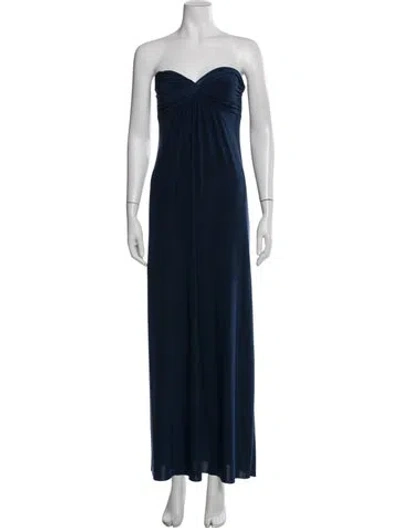 Pre-owned Misa Strapless Long Dress In Blue