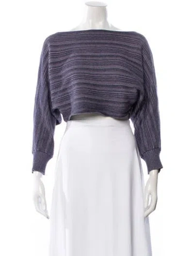 Pre-owned Misa Striped Bateau Neckline Sweater In Purple