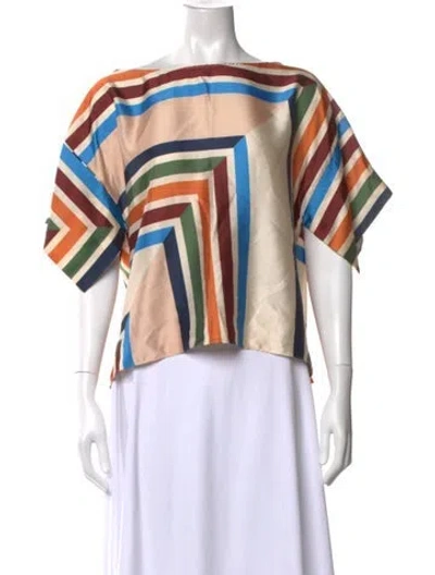 Pre-owned Misa Striped Bateau Neckline Top In Multi