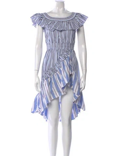 Pre-owned Misa Striped Knee-length Dress In Blue