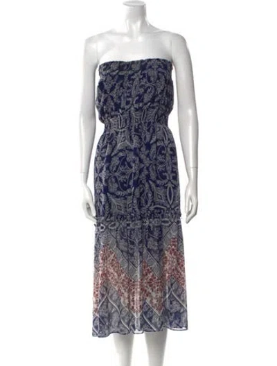 Pre-owned Misa Striped Knee-length Dress In Blue