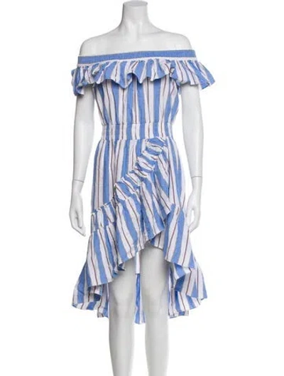 Pre-owned Misa Striped Knee-length Dress In Blue