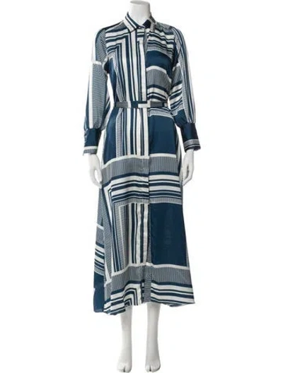Pre-owned Misa Striped Long Dress In Blue