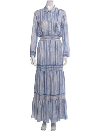 Pre-owned Misa Striped Long Dress In Blue