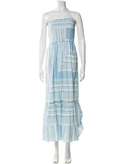 Pre-owned Misa Striped Long Dress In Blue