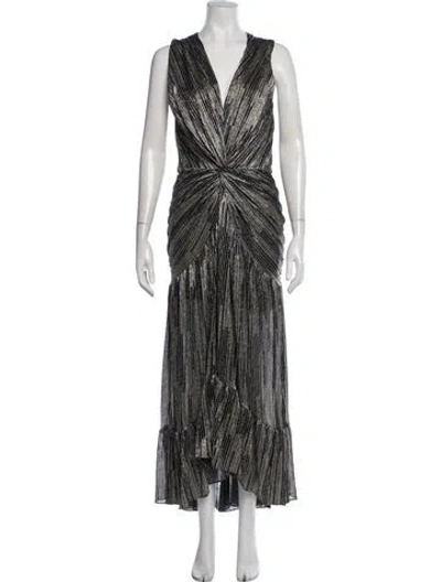 Pre-owned Misa Striped Long Dress In Gold/metallic