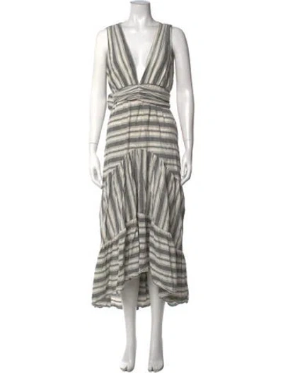 Pre-owned Misa Striped Long Dress In Grey