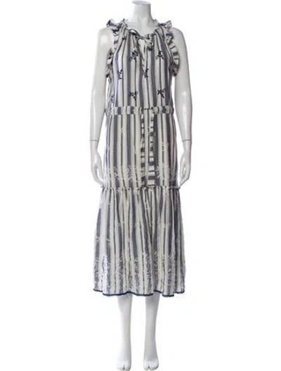 Pre-owned Misa Striped Long Dress In Neutral