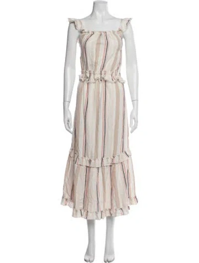 Pre-owned Misa Striped Long Dress In Neutrals