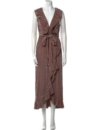 Pre-owned Misa Striped Long Dress In Pink