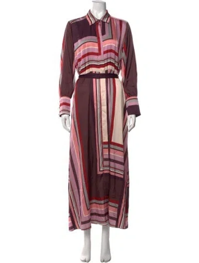 Pre-owned Misa Striped Long Dress In Pink