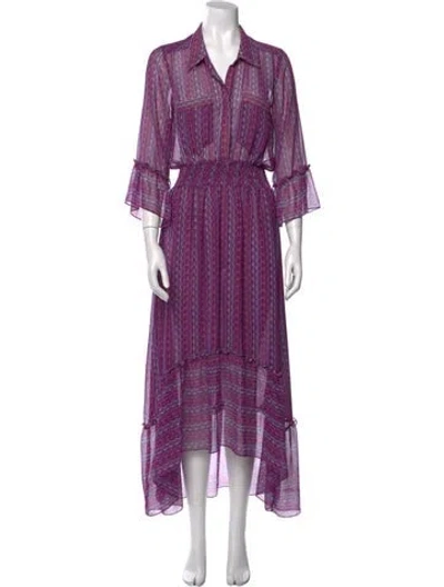 Pre-owned Misa Striped Long Dress In Purple