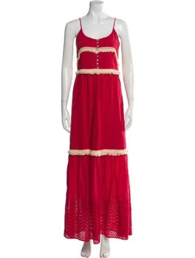 Pre-owned Misa Striped Long Dress In Red