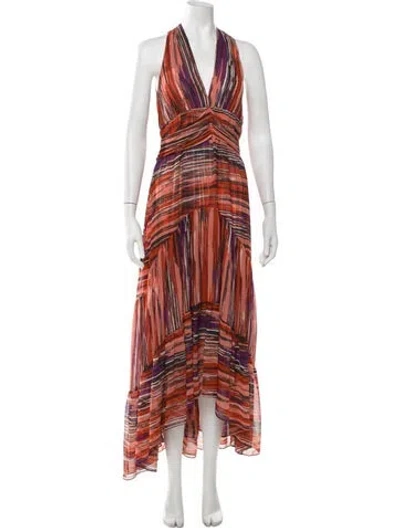 Pre-owned Misa Striped Long Dress In Red