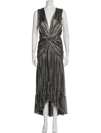 Pre-owned Misa Striped Long Dress W/ Tags In Black/metallic