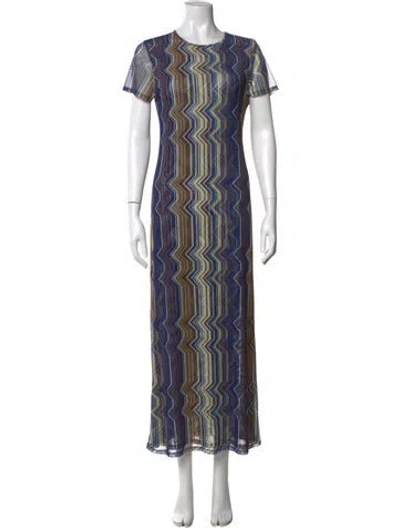 Pre-owned Misa Striped Long Dress W/ Tags In Blue