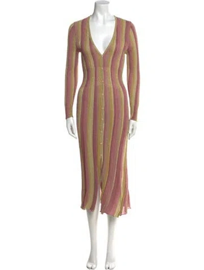 Pre-owned Misa Striped Long Dress W/ Tags In Pink