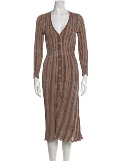 Pre-owned Misa Striped Midi Length Dress