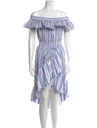 Pre-owned Misa Striped Midi Length Dress In Blue