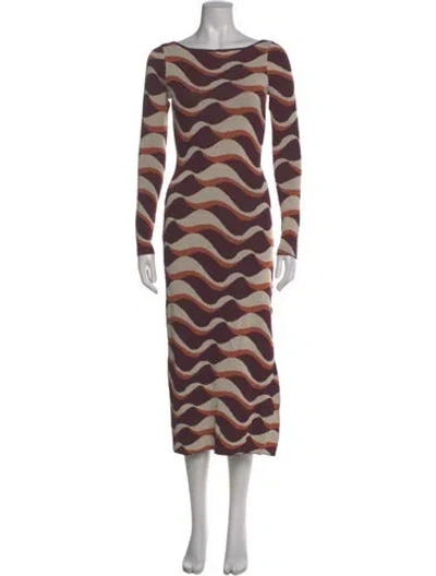 Pre-owned Misa Striped Midi Length Dress In Multi