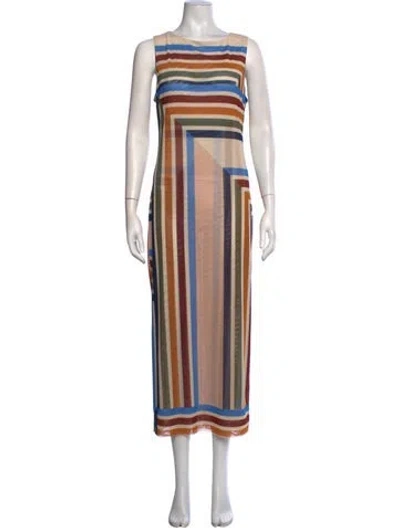 Pre-owned Misa Striped Midi Length Dress In Multicolor
