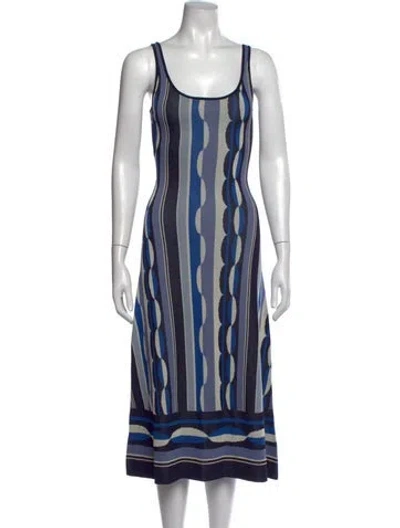 Pre-owned Misa Striped Midi Length Dress W/ Tags In Blue
