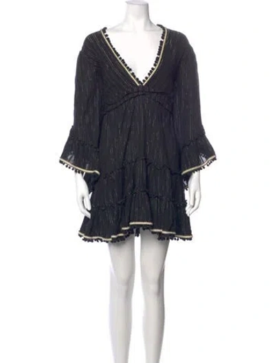 Pre-owned Misa Striped Mini Dress In Black