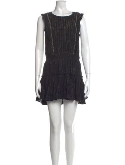 Pre-owned Misa Striped Mini Dress In Black