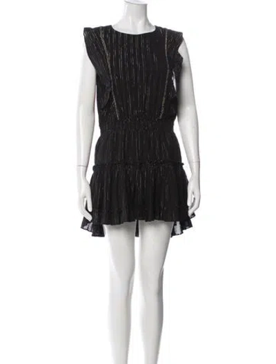 Pre-owned Misa Striped Mini Dress In Black